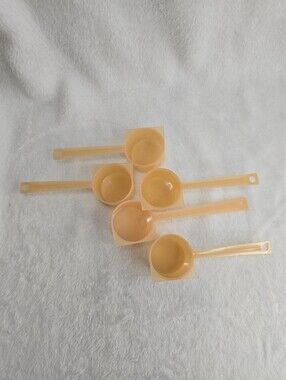 Vintage 1960s Tupperware Coffee Scoops, Peach, Set Of 5